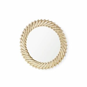 Feather Border Brass Mirror