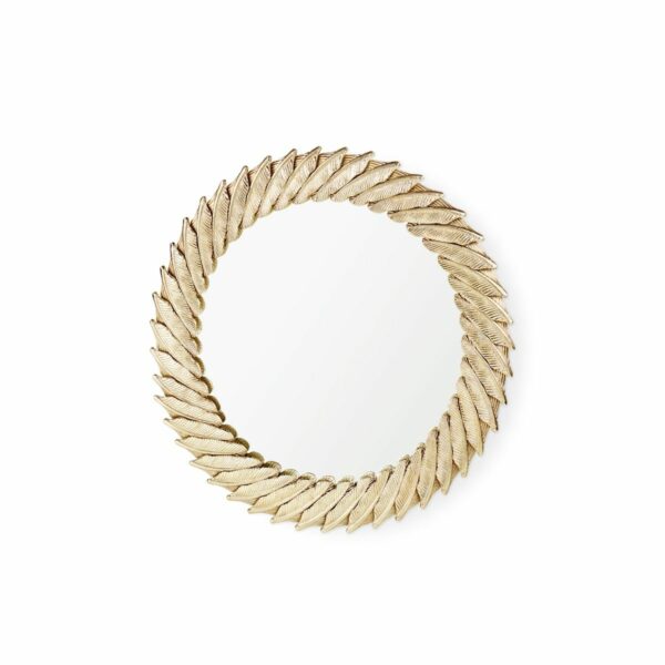 Feather Border Brass Mirror
