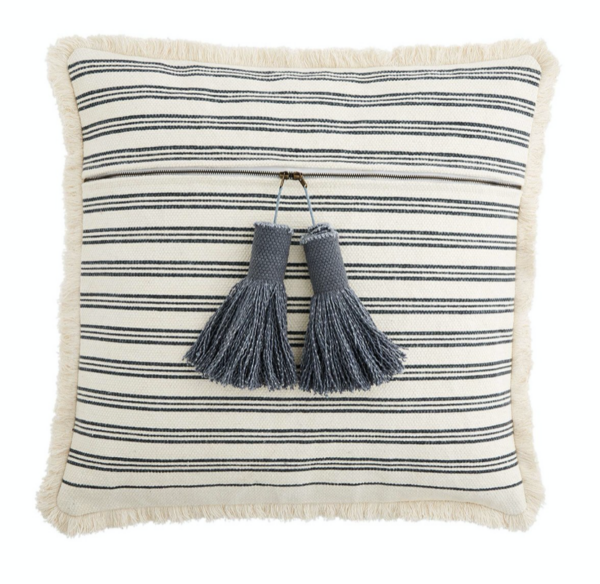 Striped Tassel Fringe Pillow Large
