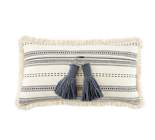 Striped Tassle Fringe Pillow Small