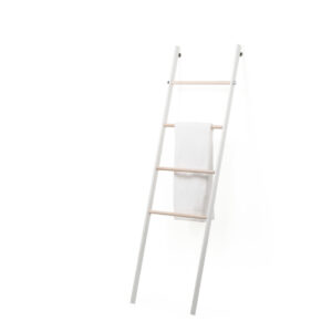 Bergson Rubber Wood and White Ladder Towel Rack