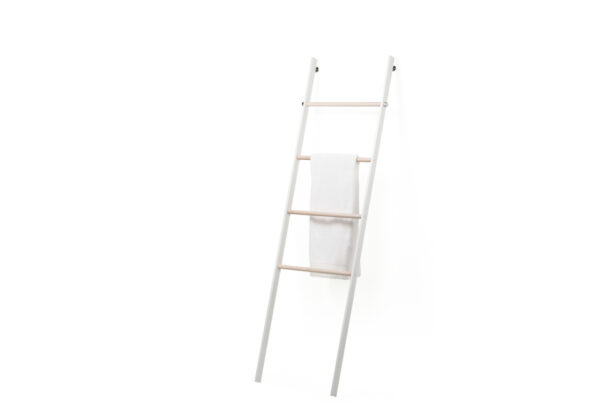 Bergson Rubber Wood and White Ladder Towel Rack