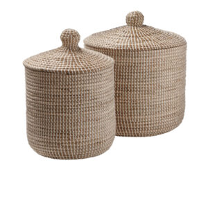 Malibu Lidded Basket White (set of 2)