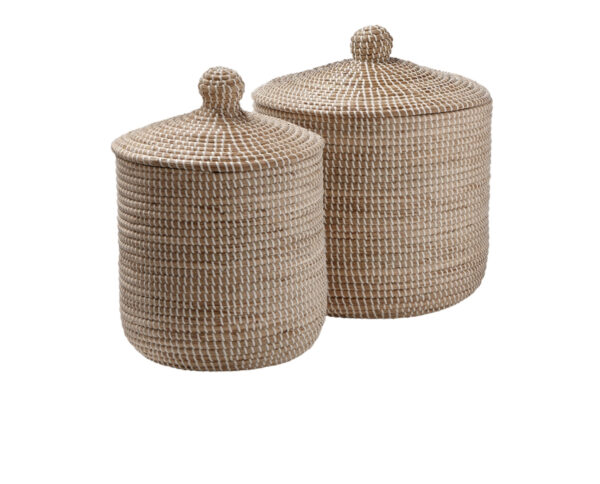 Malibu Lidded Basket White (set of 2)