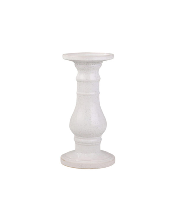 18” Ceramic Candle Holder (white speckled)
