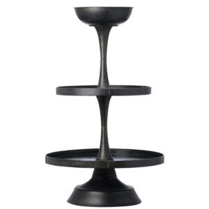 Decorative Metal 3 Tier Tray Black