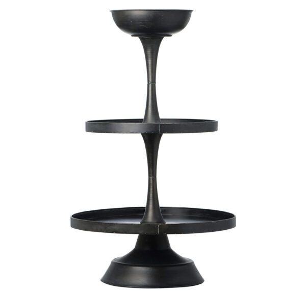 Decorative Metal 3 Tier Tray Black