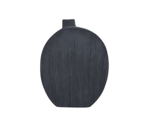 Textured Stoneware Matte Black Vase