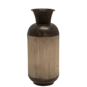 Metal and Wood Bronze Jar