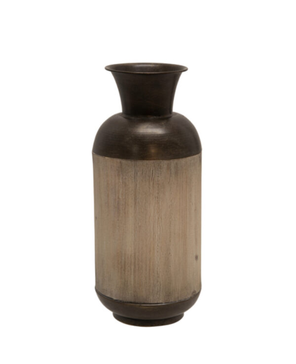 Metal and Wood Bronze Jar