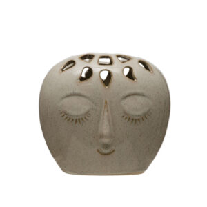 Stoneware Embossed Face Vase