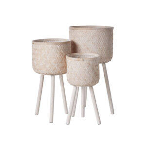 Set of 3 Round Woven Planters