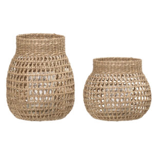 Seagrass Lanterns with Glass (set of 2)