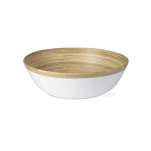 Bamboo Lacquer Serving Bowl Large - White