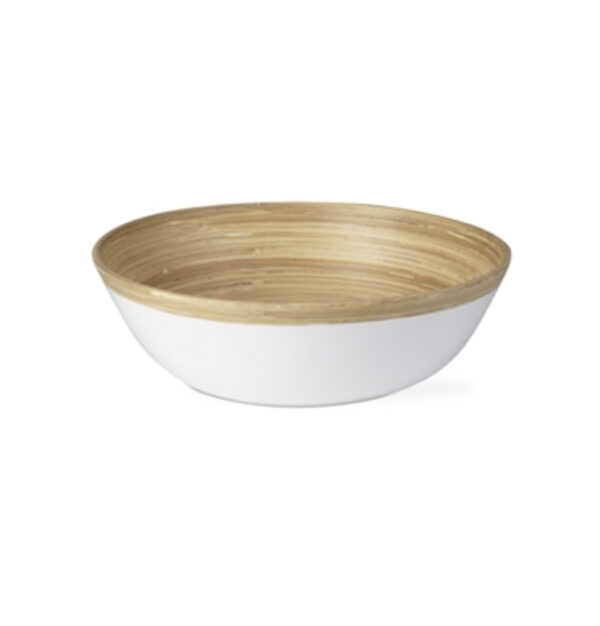 Bamboo Lacquer Serving Bowl Large - White