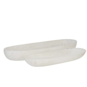 White Wood Decor Plates (set of 2)