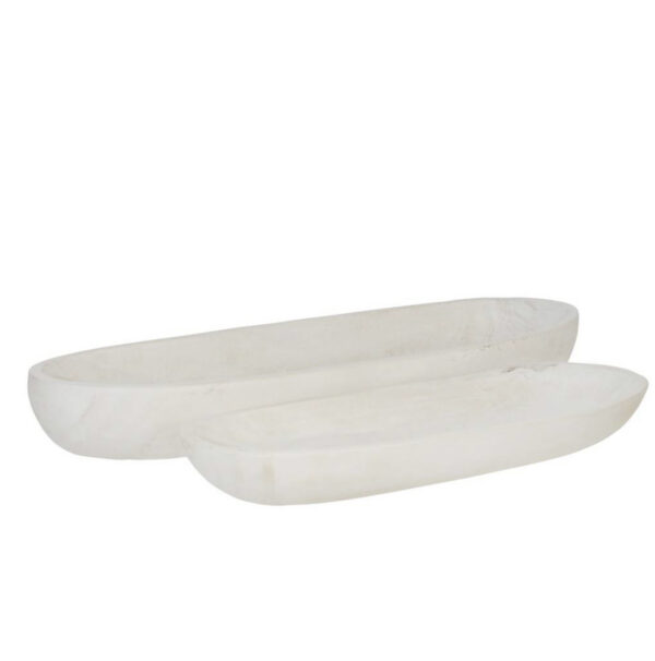 White Wood Decor Plates (set of 2)
