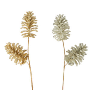 21.5” Beaded Glittered Pinecone Stem