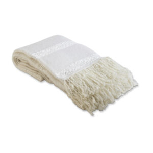 Mohair Striped Throw White