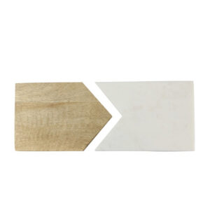 White Marble and Wood 2pc Board Large
