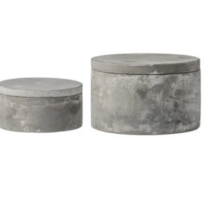 Round Cement Box with Lid (set of 2)