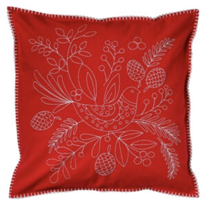 Partridge Pinecone Pillow Red
