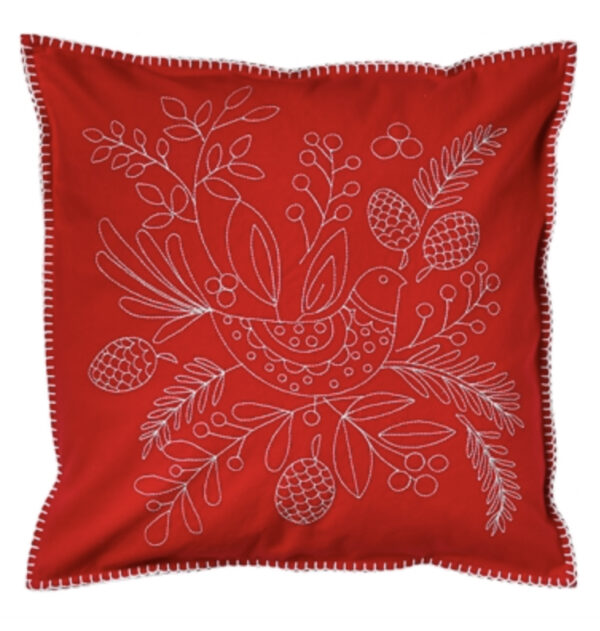 Partridge Pinecone Pillow Red