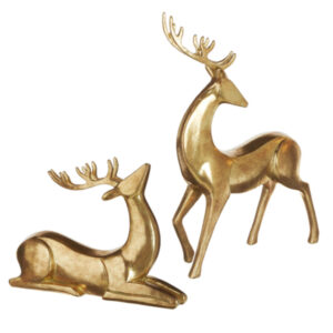 16.75” Aged Gold Deer (set of 2)
