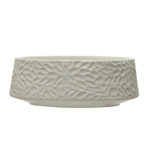 Stoneware Planter/Bowl with Floral Design
