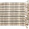 Woven Recycled Cotton Blend Plaid Throw with Braided Fringe - Image 3