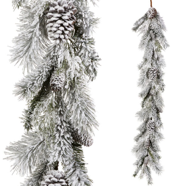 Snowy Pinecone Garland 5’