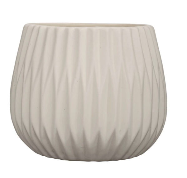 Stoneware Fluted Planter White