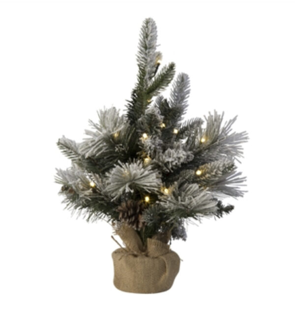 LED Lit Snowy Pine Tree Green