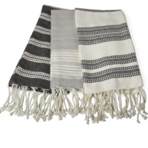 Village Fringed Hand Towels Grey (set of 3)