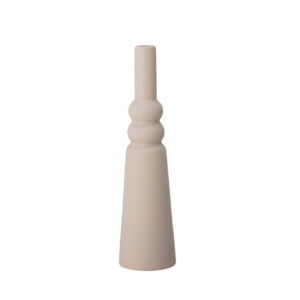 Round Stoneware Vase with Taupe Latex Glaze