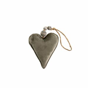 Velvet Grey Heart Ornament