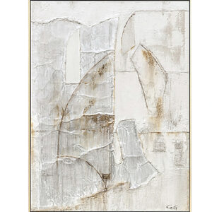 Hand Painted Abstract Framed Work (Beige/Grey)