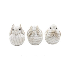 Resin Decorative Birds in Cream (Set of 3)