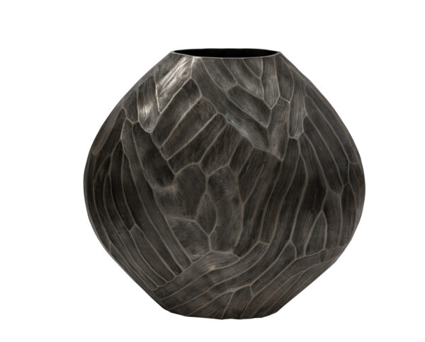 Aluminum Hammered Vase in Silver