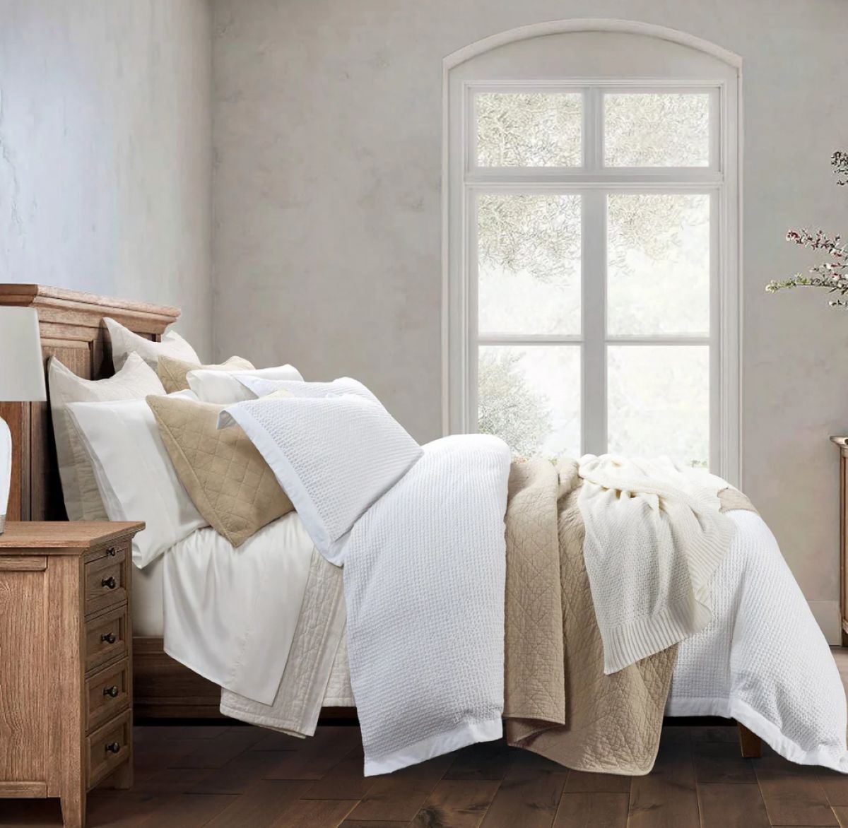 Stonewashed Cotton Waffle Weave Duvet Cover Set - Full/Queen (white) - Image 3