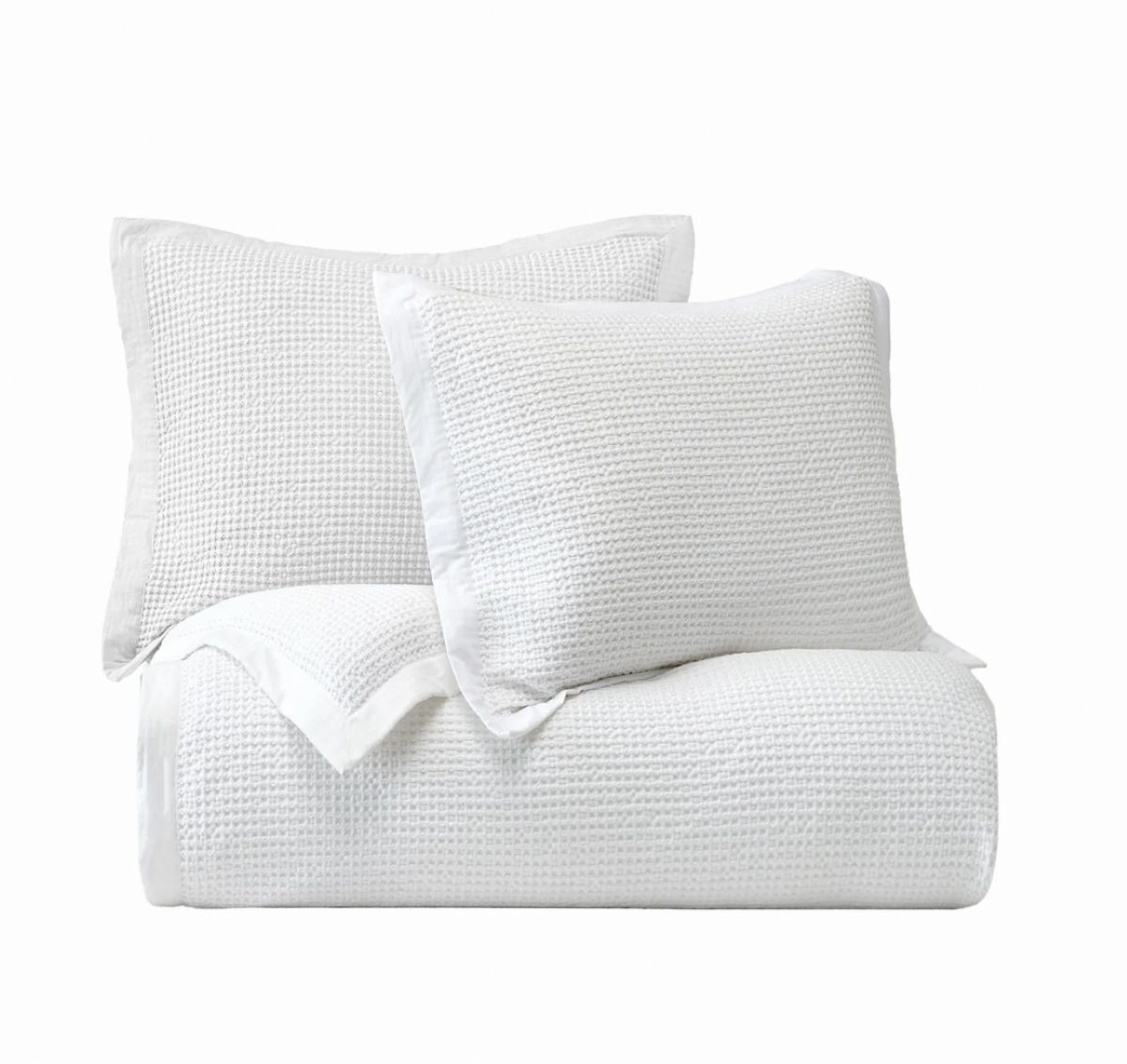 Stonewashed Cotton Waffle Weave Duvet Cover Set - Full/Queen (white) - Image 4
