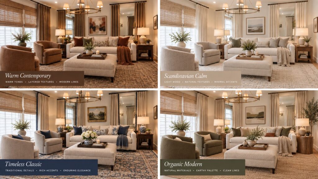 one room styled 4 ways
